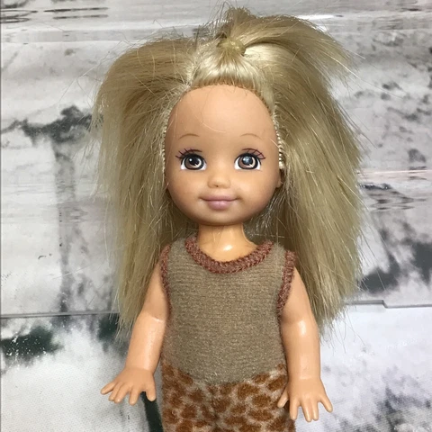 90’s Barbie Kid Sister Kelly Friend Doll Brown Eyes Cheetah Outfit Cover