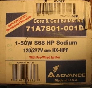 Advance 71A7801 High Pressure Sodium Ballast Kit 120/277V for (1) 50W S68 Lamp - Picture 1 of 1