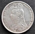 1892 Great Britain  Shilling ,  older silver coin        # 915