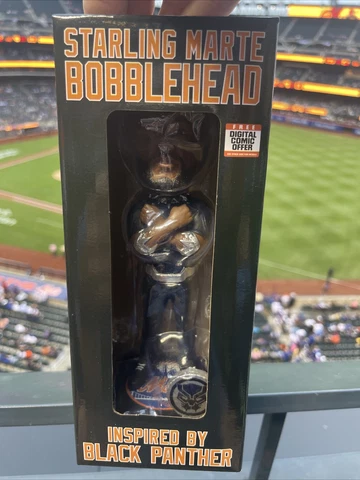 NEW YORK METS STARLING MARTE MARVEL BLACK PANTHER BOBBLEHEAD  6/26/23 Cover