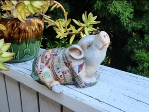 Vintage Chinese Revolution Period Ceramic Multicolor Handpainted Pig Figurine - Picture 1 of 10