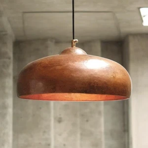 Vintage Copper Pendant Light, Oxidized Dome Ceiling hammered Kitchen Light. - Picture 1 of 7