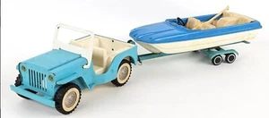 1963 Vintage Tonka # 516 Jeep Runabout Toy W/Boat, Trailer - Picture 1 of 24