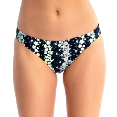 California Waves Juniors SIze Medium Floral Print Bikini Swim Bottoms Black 1416 - Image 1 of 4