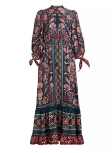 NWT Farm Rio Teal Seashell Tapestry Viscose Maxi Dress Size M - Picture 1 of 5