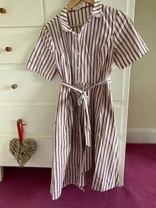 Boden striped dress in white &caramel - Picture 1 of 3
