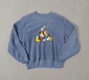 Disney Store Youth Size L Embroidered Fleece Sweatshirt Mickey Mouse Blue - Picture 1 of 10