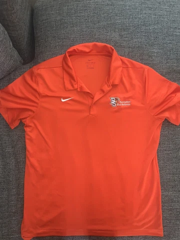 Nike Bowling Green Falcons Polo Shirt Mens Large Orange Dri-fit Embroidered NCAA Cover