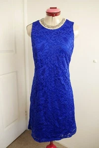 RONNI NICOLE Blue Lace Mini DRESS Size M Aus 12 Party Cocktail Wedding Old Money - Picture 1 of 6
