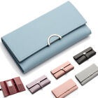 Soft Slim Clutch Leather Womens Trifold Snap Button Wallet Card Holder Handbag