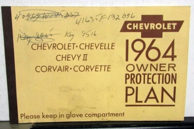 Chevrolet 1964 plan de protección del dueño original Chevelle Chevy II Corvair Corvette Foto 1 de 4