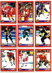 1991-92 SCORE HOT CARDS COMPLETE 10 HOCKEY CARD INSERT SET Gretzky Lemieux Jagr - Bild 1 von 2