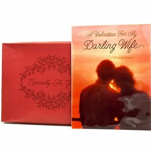 Biglietto Auguri Americani 1981 Vintage Moglie San Valentino con Scatola Coppia Amore - Foto 1 di 7