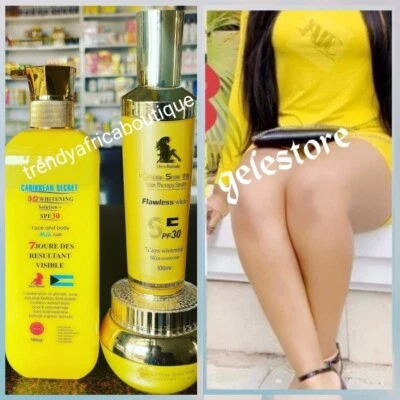 3pc. Caribbean secret 5D whitening  body milk, Serum & Face Cream 💯👌👌AUTHENTI - Image 1 of 3