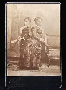 RARE CABINET CARD - CIRCUS BARNUM - MILLIE CHRISTINE - CONJOINED AFRICAN TWINS - Picture 1 of 2