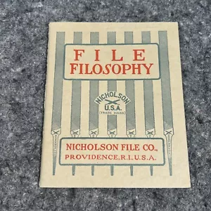 Filosofía de archivo original de colección de 1928 - Nicholson Files Co. Catálogo Providence RI - Imagen 1 de 19