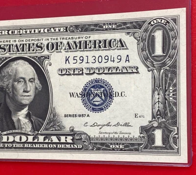 1957 A $1 Dollar Silver Certificate (Blue Seal) Block K-A , Uncirculated - Image 1 of 3