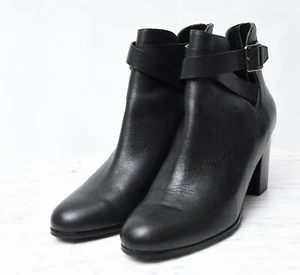 COLE HAAN Nila Leather Bootie II Black Sleek Ankle Heeled Boots Womens Sz 8.5 - Picture 1 of 8