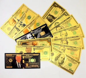 Lots 14 Different Crafts Banknotes US $1-5000 Dollar Golden Notes Money Gift - Picture 1 of 5