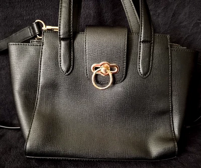 Bolsa feminina Gianni Bini de couro marmoreado azul alça dupla - Imagem 1 de 4