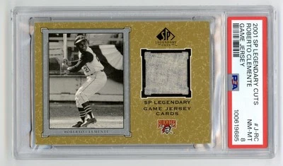 2001 Upper Deck SP Legendary Cuts Roberto Clemente Game Used Jersey PSA 8 HOF - Image 1 of 2