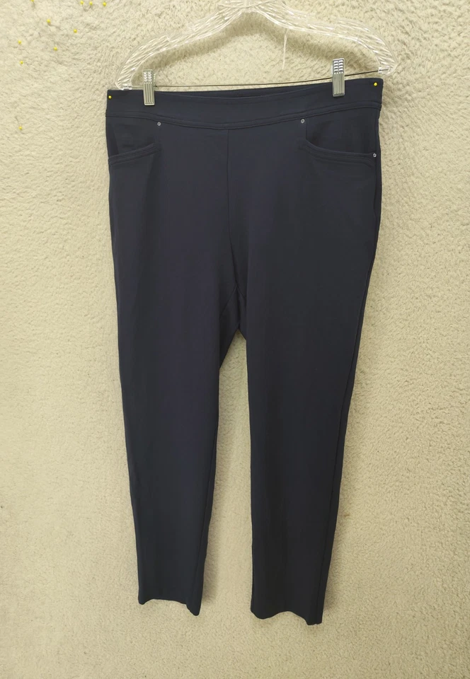 Pantalones para mujer 89th Madison grandes azules mezcla de rayón pantalones ajustados elásticos Foto 1 de 4