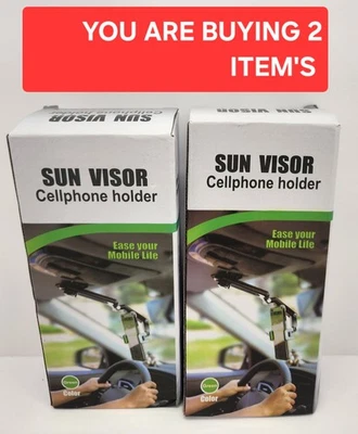 2xCar Sun Visor Clip Phone Holder, Visor Mount Cradle Compatible with Cell Phone - Image 1 of 4