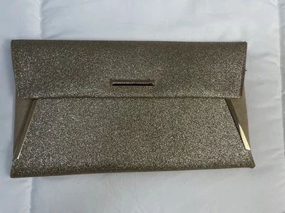 Dorothy Perkins Gold Glitter Envelope Clutch Purse – Evening Party Bag Women’s - Image 1 of 4