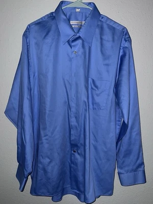 Camisa de vestir Geoffrey Beene azul manga larga talla 17/1/2 34/35 Foto 1 de 4