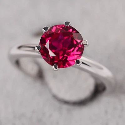 Кольцо круглой формы с натуральным рубиновым солитером и драгоценным камнем 4,00 карата 950 карат с платиновым покрытием - Изображение 1 из 4