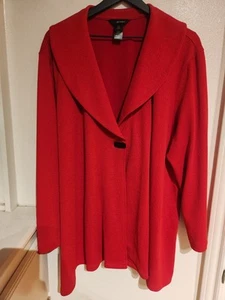 Ali Miles Red Stretch One Button Closure Long Sleeve Light Jacket Size 3x - Picture 1 of 8