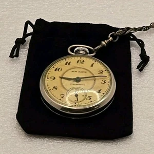 New Haven Compensated Vintage Mechanical Wind Up Pocket Watch - Working - Picture 1 of 13