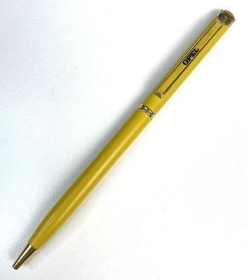 Bolígrafo de tinta vintage con tapa de burbuja logotipo de automóvil Opel amarillo Foto 1 de 4