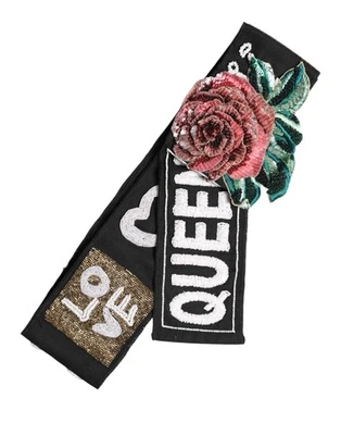 Cinturón para mujer Dolce & Gabbana negro elástico multicolor adornado cintura Foto 1 de 4