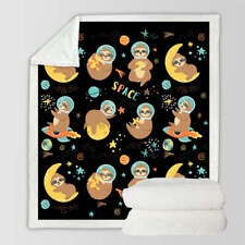 Funny Cool Sloth in Space Throw Blanket