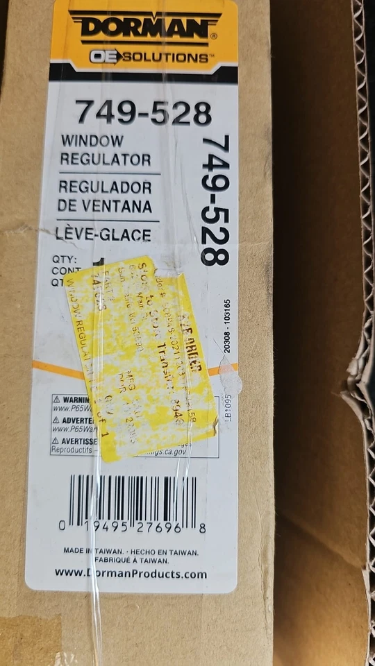 Window Regulator Dorman 749-528 fits 07-10 Nissan Altima - Image 1 of 1