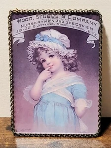 Advertising Framed Print Wood Stubbs & Co. Featuring Girl in Bonnet - Picture 1 of 7