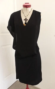 SABA Black Draped DRESS Size Aus 8 USA 4 Desk to Dinner Cocktail Grunge e-Girl - Picture 1 of 6