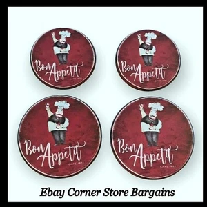 4er Set Range Kleen Burner Kovers Herdplatte Abdeckungen Guten Appetit Cafe - Bild 1 von 3