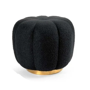 POUF TEDDY CONTENITORE CON BASE ORO 45X45X43 CM COLORE NERO - Foto 1 di 1
