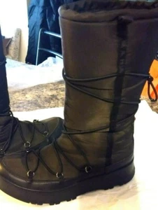 Authentic PRADA Leather & Nylon Snow Boots Brown Sz EU 37 - Picture 1 of 7