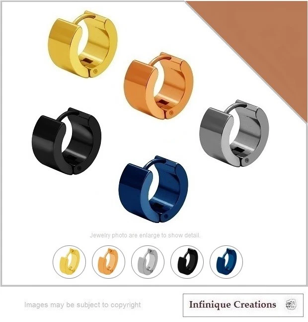 Hombres Mujeres Unisex Acero Inoxidable Clásico Liso Aro Plano Huggie Pendientes Foto 1 de 1