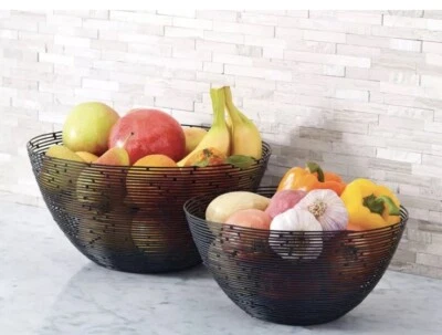 Gourmet Basics By Mikasa Set Of 2 Wire Baskets Black NEW IN BOX - Image 1 of 4