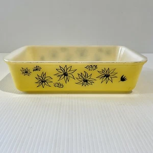 Vintage Agee Pyrex Yellow Flannel Flower Oblong Casserole Dish COB 400 - No Lid - Picture 1 of 24
