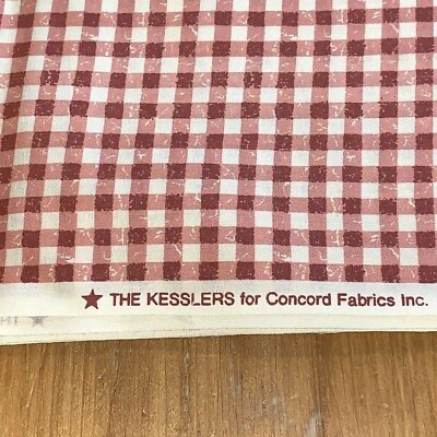 Cotton Fabric Pink Tan Gingham KESSLERS Concord 7 Yds 254 x 45 Quilt Plaid - Image 1 of 4