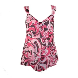 Notations Top Pink Paisley Women Size M-L Sleeveless Fit &Flare Blouse - Picture 1 of 12