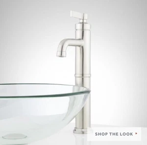 🔥 NEW GREYFIELD SINGLE-HOLE VESSEL FAUCET WITH POP-UP DRAIN - BRUSHED NICKEL - Picture 1 of 3