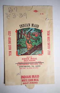 Vintage Paper Sack Bag - INDIAN MAID CORN MEAL, LYNCHBURG MILLING VIRGINIA 1976 - Picture 1 of 1