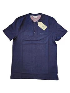 Ben Sherman Mod Fit Classic Fit Button Front T Shirt Navy Blue Men's Small - Picture 1 of 4