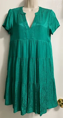 MAEVE Anthropologie Dress PETITE XS Tania Sacha Tiered Green Flowy Christmas - Image 1 of 4